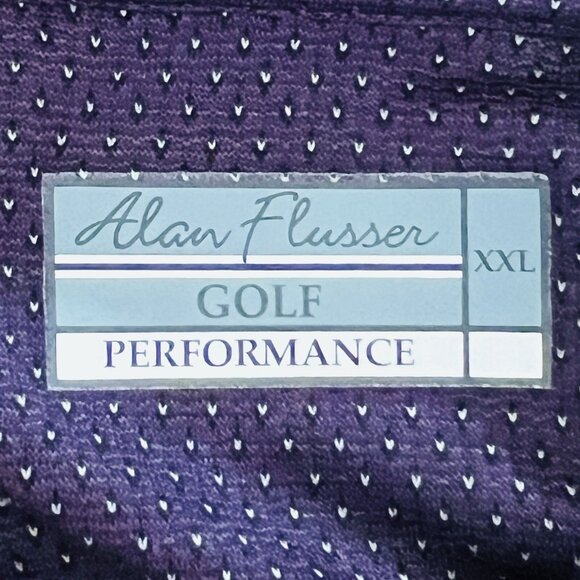 Alan Flusser Golf Performance Mens Size XXL Purple Polo Shirt Mini Dots NWOT - Picture 7 of 10